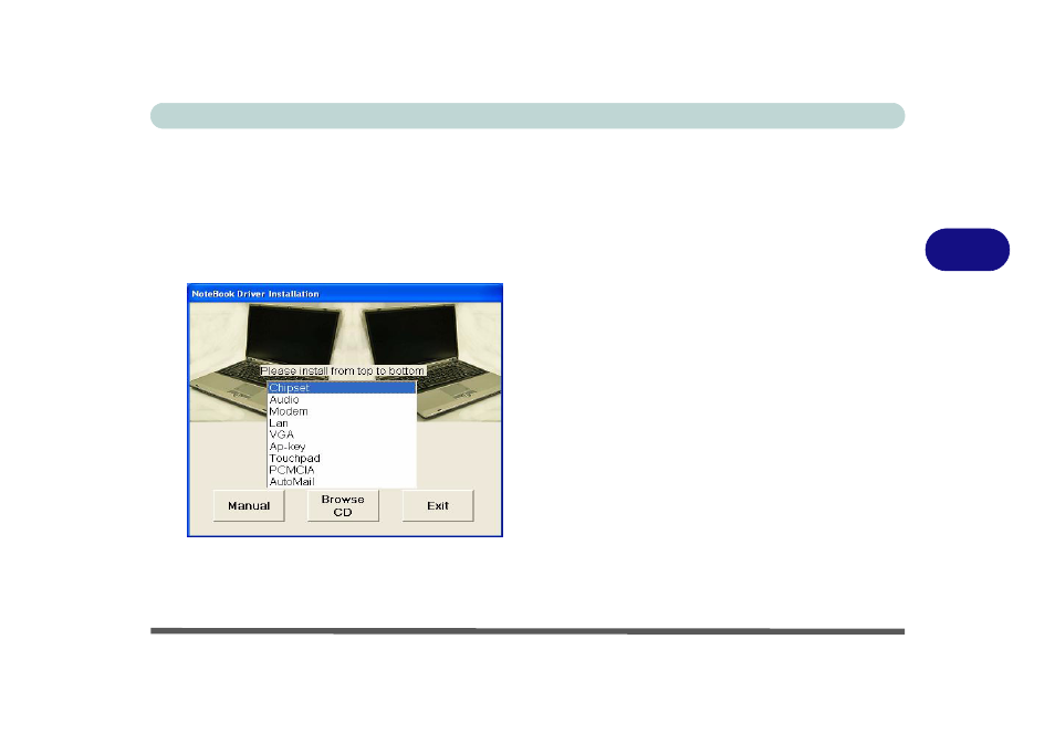 Driver installation, Notebook driver installation application, Driver installation -5 | Notebook driver installation application -5 | chiliGREEN M400A User Manual | Page 69 / 162