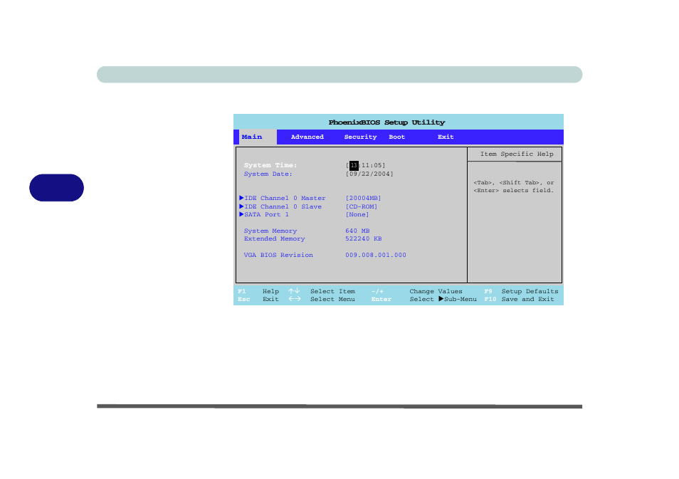 Main menu, System time & date (main menu), Main menu -6 system time & date (main menu) -6 | Bios utilities 5 - 6 main menu, Figure 5 - 2 | chiliGREEN M400A User Manual | Page 82 / 162