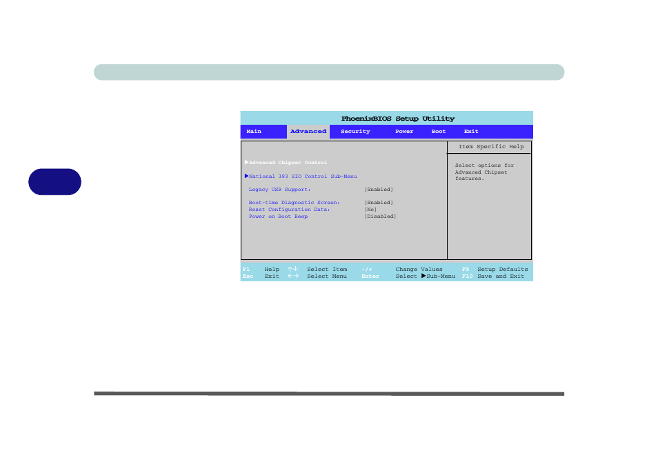 Advanced menu, Advanced chipset control (advanced menu), Bios utilities 5 - 8 advanced menu | Figure 5 - 3 | chiliGREEN M400A User Manual | Page 84 / 162