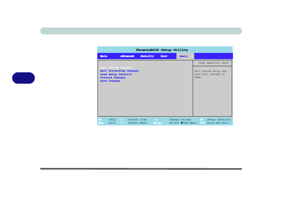 Exit menu, Exit menu -14, Bios utilities 5 - 14 exit menu | Figure 5 - 6 | chiliGREEN M400A User Manual | Page 90 / 162