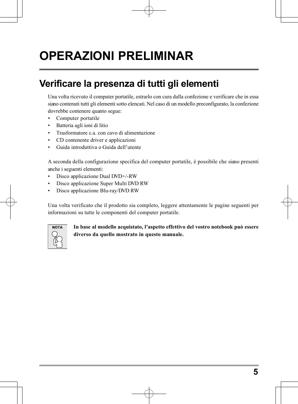 Operazioni preliminar, Verificare la presenza di tutti gli elementi | chiliGREEN QW6 User Manual | Page 115 / 198