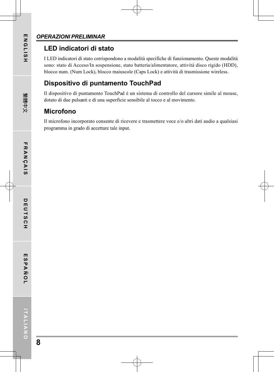 Led indicatori di stato, Dispositivo di puntamento touchpad, Microfono | chiliGREEN QW6 User Manual | Page 118 / 198