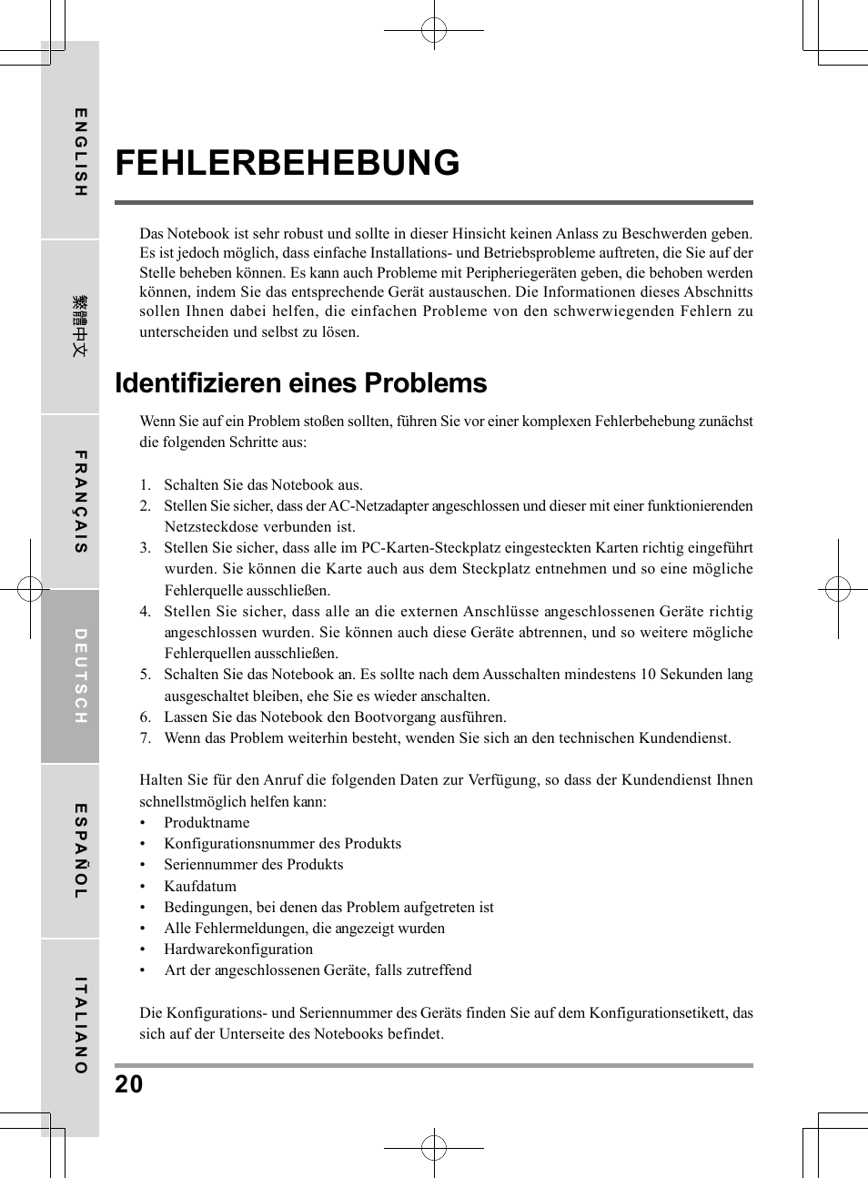 Fehlerbehebung, Identifizieren eines problems | chiliGREEN QW6 User Manual | Page 86 / 198