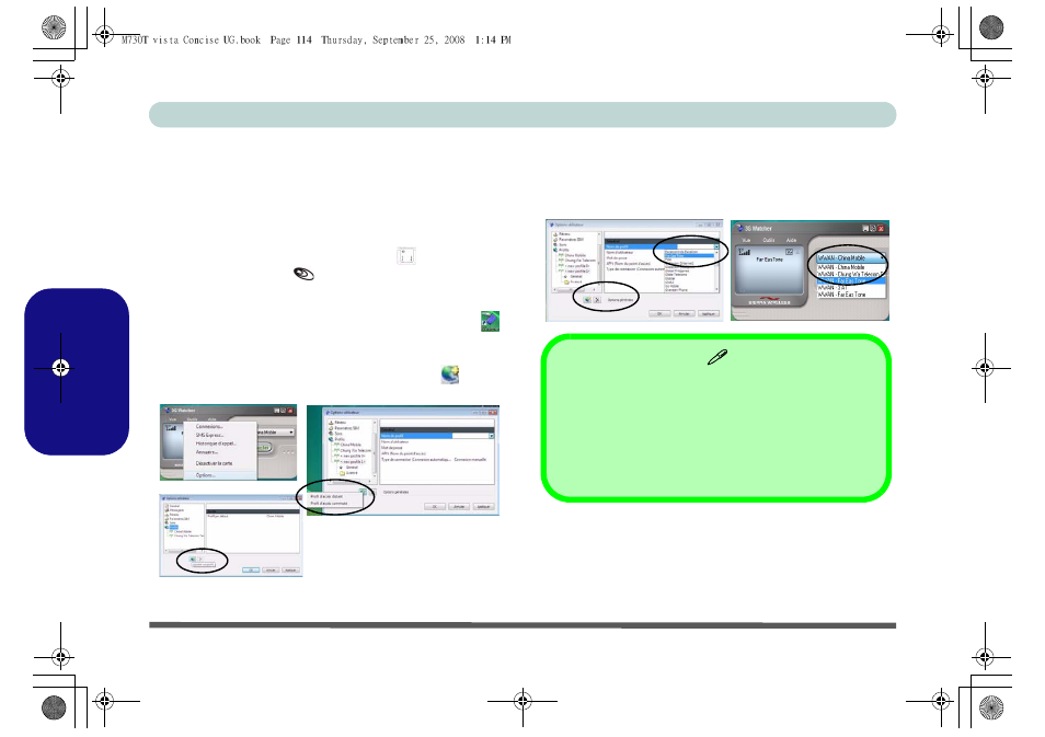 Installer un profil de porteuse, Français installer un profil de porteuse | chiliGREEN M730T User Manual | Page 120 / 216
