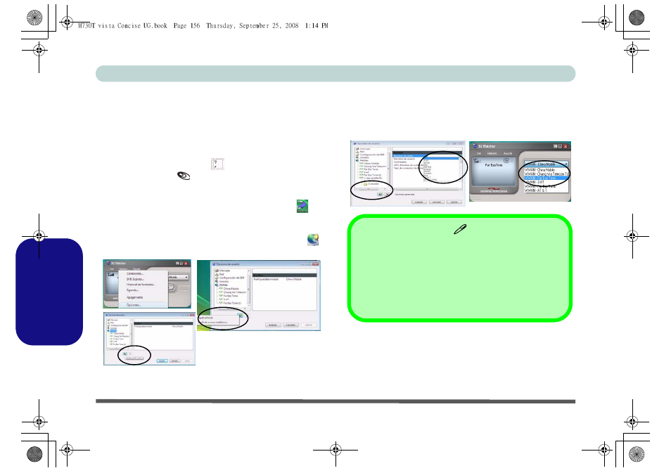 Configurar un perfil de portador, Español configurar un perfil de portador | chiliGREEN M730T User Manual | Page 162 / 216