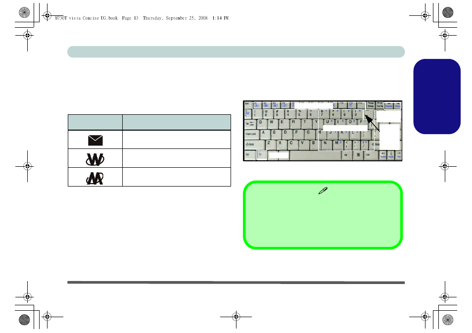 Hot-key buttons & keyboard, Engl ish | chiliGREEN M730T User Manual | Page 19 / 216