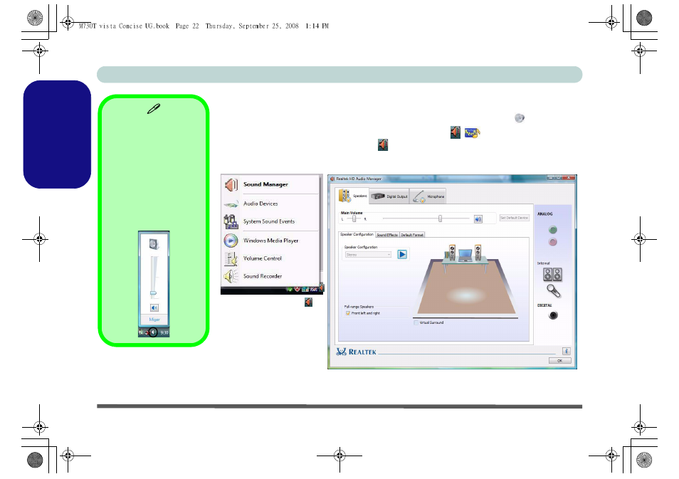 Audio features, English | chiliGREEN M730T User Manual | Page 28 / 216