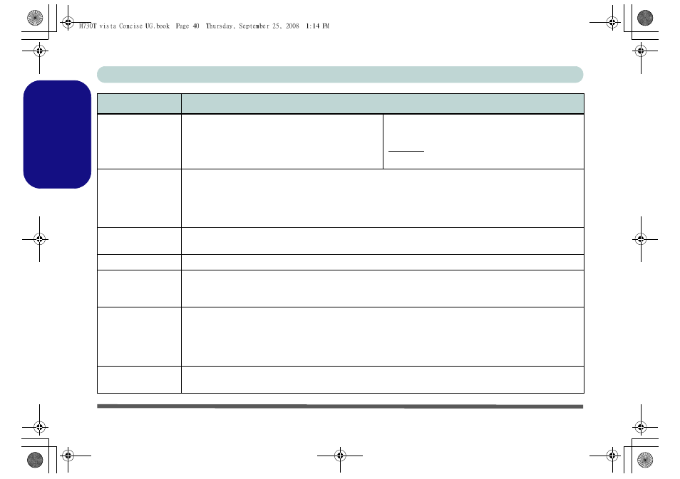 English, 40 - specifications concise user’s guide | chiliGREEN M730T User Manual | Page 46 / 216