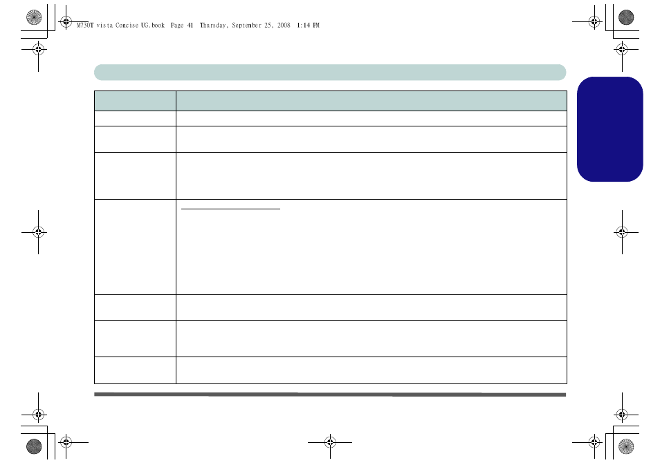 Engl ish, Specifications - 41 concise user’s guide | chiliGREEN M730T User Manual | Page 47 / 216