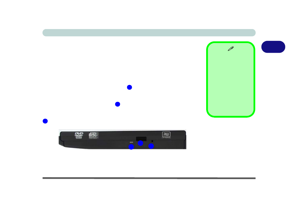 Optical (cd/dvd) device, Loading discs, Optical (cd/dvd) device -3 | Loading discs -3 | chiliGREEN 12 TN120R User Manual | Page 49 / 240