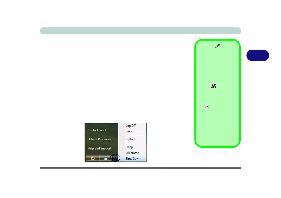 Hibernate, Shut down, Hibernate -7 shut down -7 | chiliGREEN 12 M72xR User Manual | Page 55 / 232