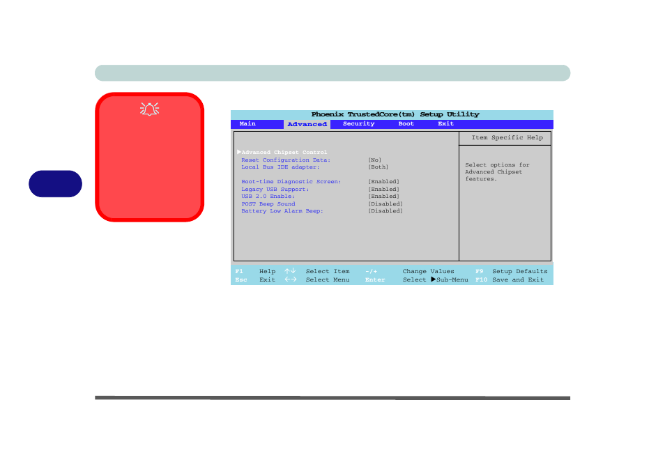 Advanced menu, Bios utilities 5 - 8 advanced menu, Figure 5 - 3 | chiliGREEN 12 M72xR User Manual | Page 78 / 232