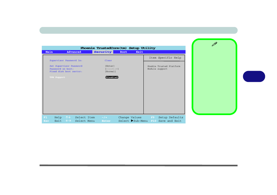 Security menu, Set supervisor password (security menu), Bios utilities security menu 5 - 11 | Figure 5 - 5 | chiliGREEN 12 M72xR User Manual | Page 81 / 232