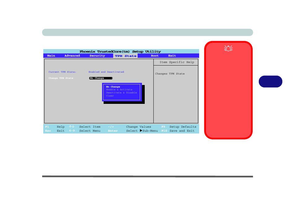 Tpm state, Change tpm state (tpm state), Tpm state -13 change tpm state (tpm state) -13 | Bios utilities tpm state 5 - 13, Figure 5 - 6 | chiliGREEN 12 M72xR User Manual | Page 83 / 232