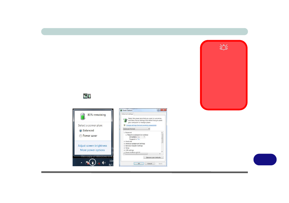 Battery information, Battery power | chiliGREEN W871CU User Manual | Page 237 / 290