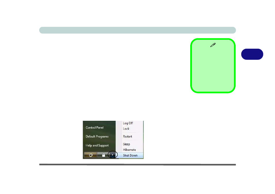 Hibernate, Shut down, Hibernate -7 shut down -7 | chiliGREEN W871CU User Manual | Page 63 / 290