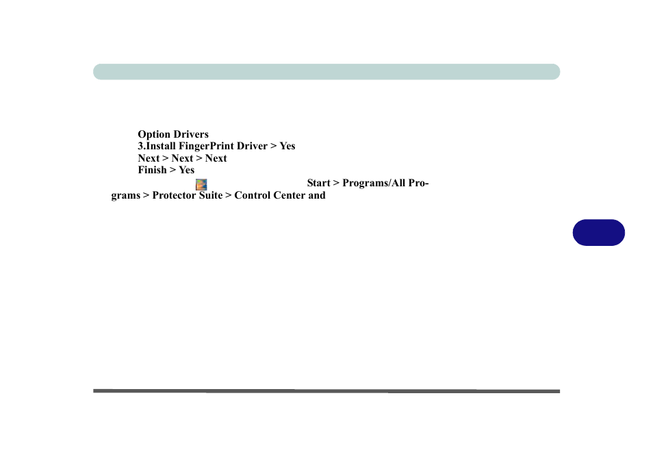 Fingerprint reader driver installation, Fingerprint reader driver installation -43 | chiliGREEN P170HM User Manual | Page 175 / 322