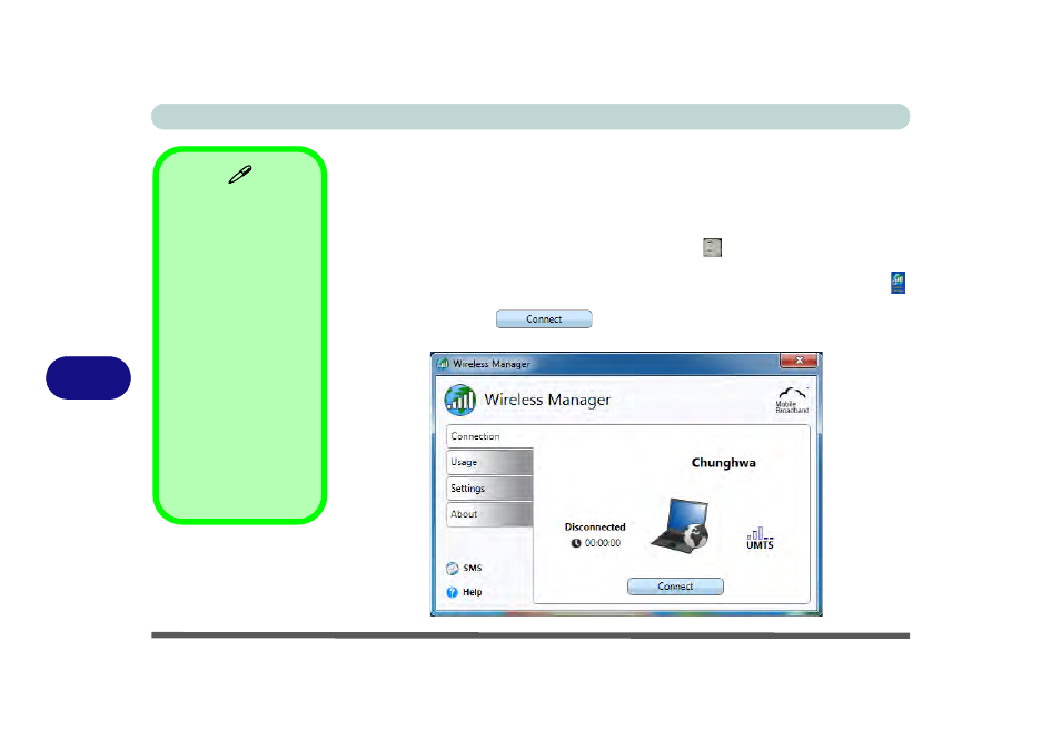 Wireless manager application, Wireless manager application -86, Ion and | 7wireless manager application | chiliGREEN P170HM User Manual | Page 218 / 322