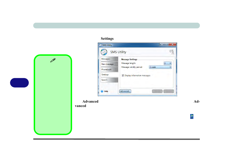 Sms settings, Sms settings -104 | chiliGREEN P170HM User Manual | Page 236 / 322