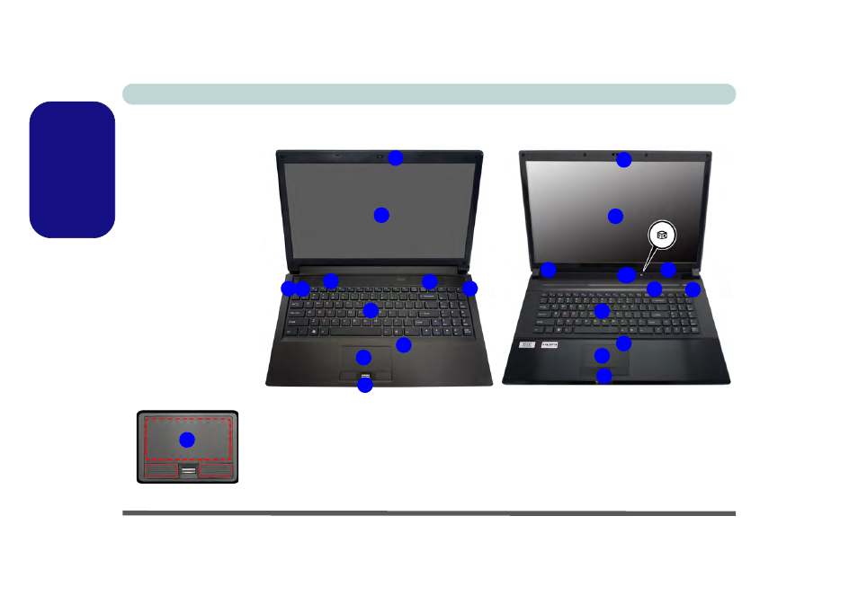 System map: front view with lcd panel open, English | chiliGREEN P170HM User Manual | Page 14 / 196