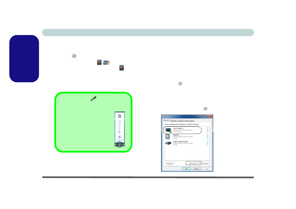 Audio features, Hdmi audio configuration, Windows audio setup for hdmi | English, Hdmi, Audio configuration | chiliGREEN P170HM User Manual | Page 24 / 196