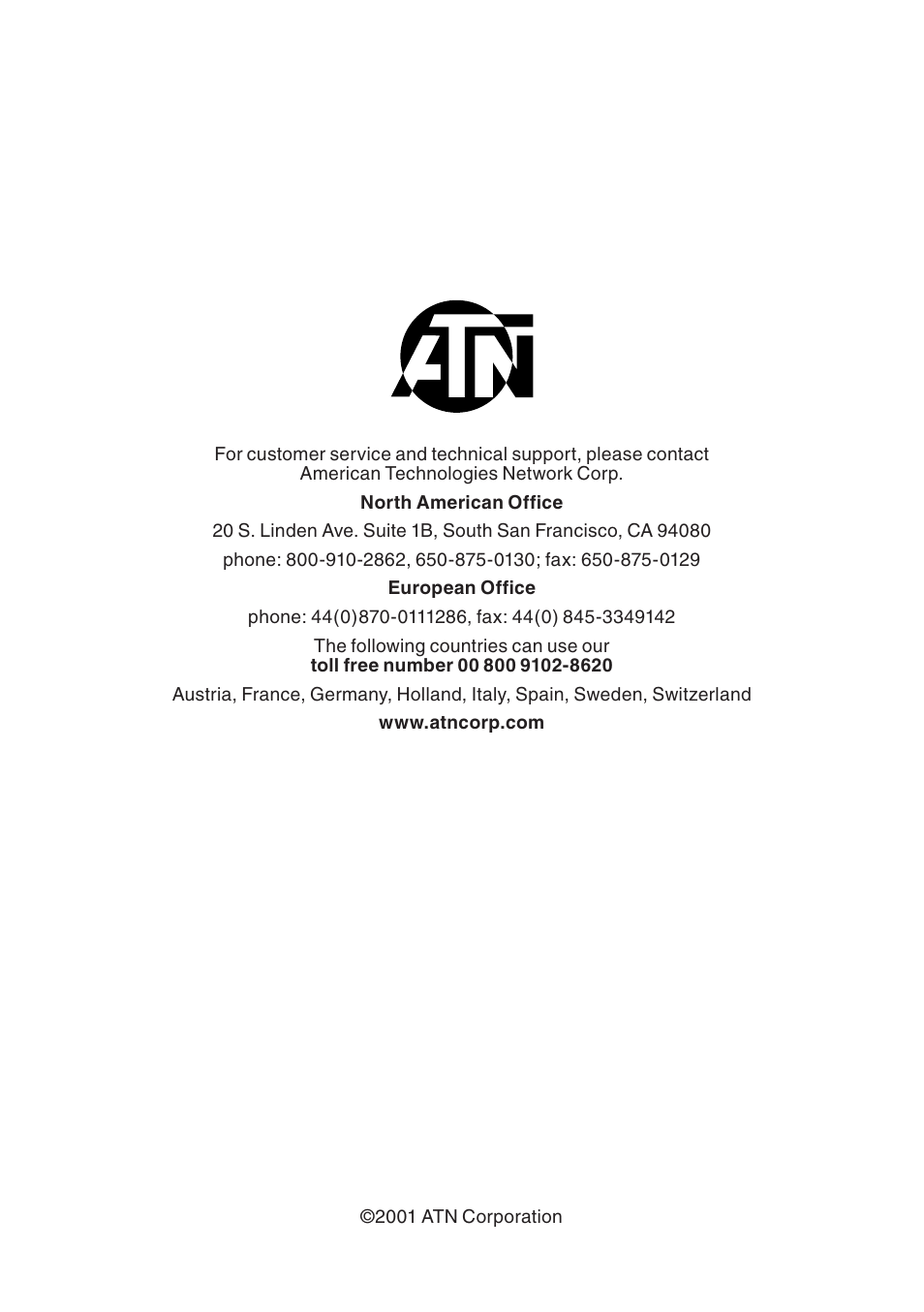 ATN Night vision Monocular MO-4 User Manual | Page 8 / 8