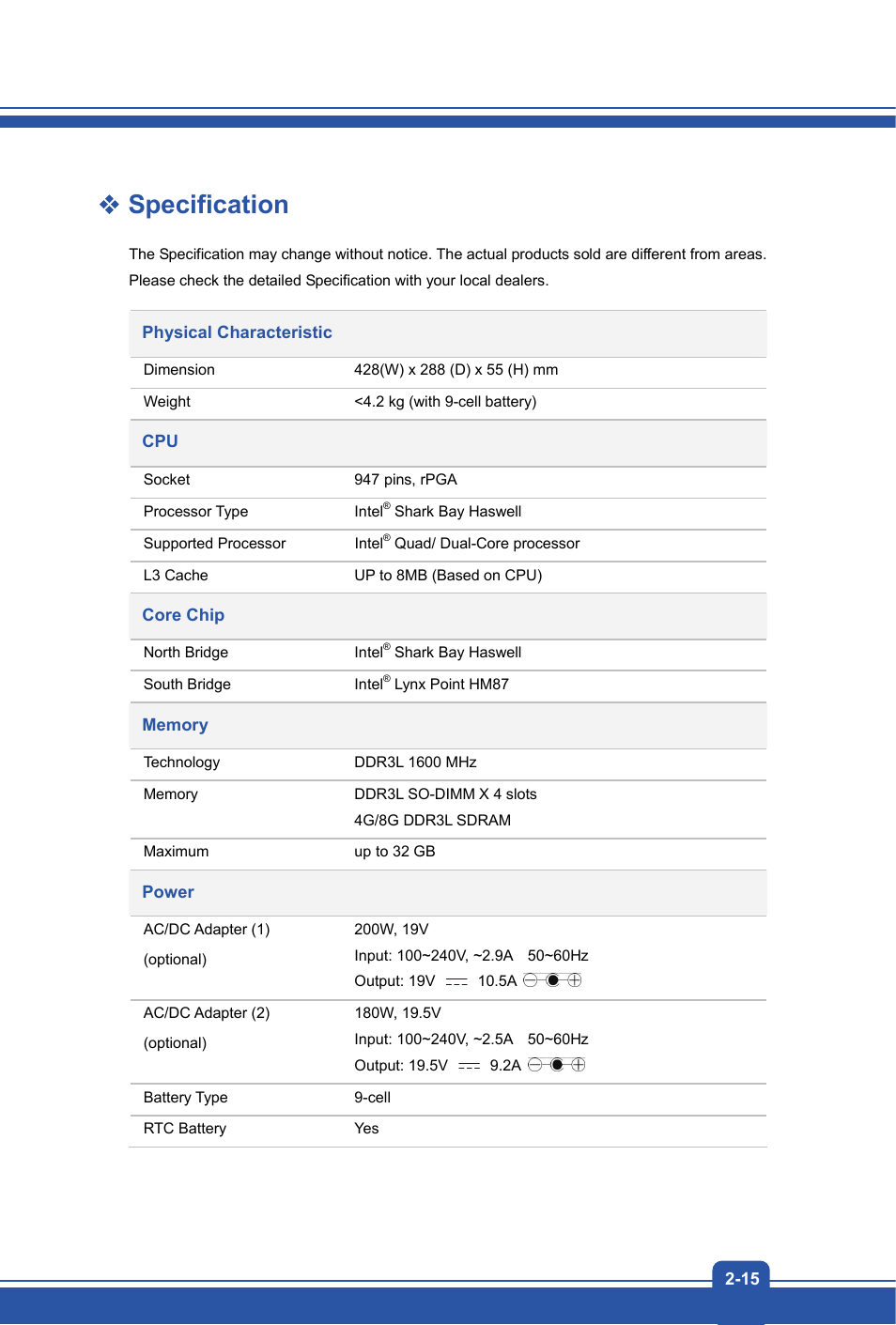 Specification | chiliGREEN MS1763 User Manual | Page 23 / 50