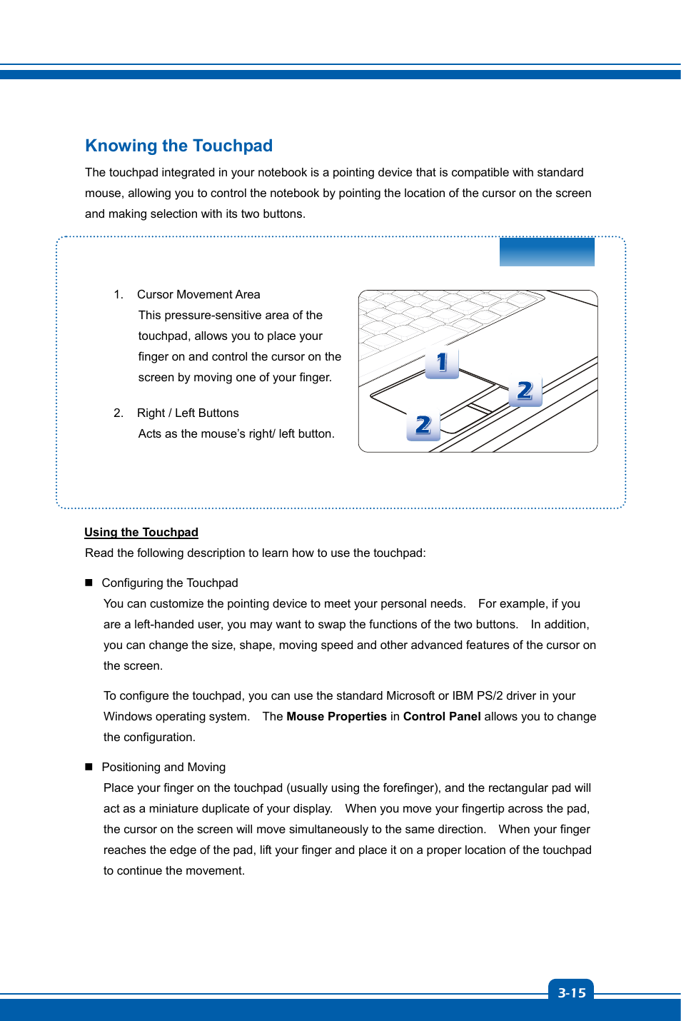 Knowing the touchpad | chiliGREEN MS1762 User Manual | Page 43 / 54