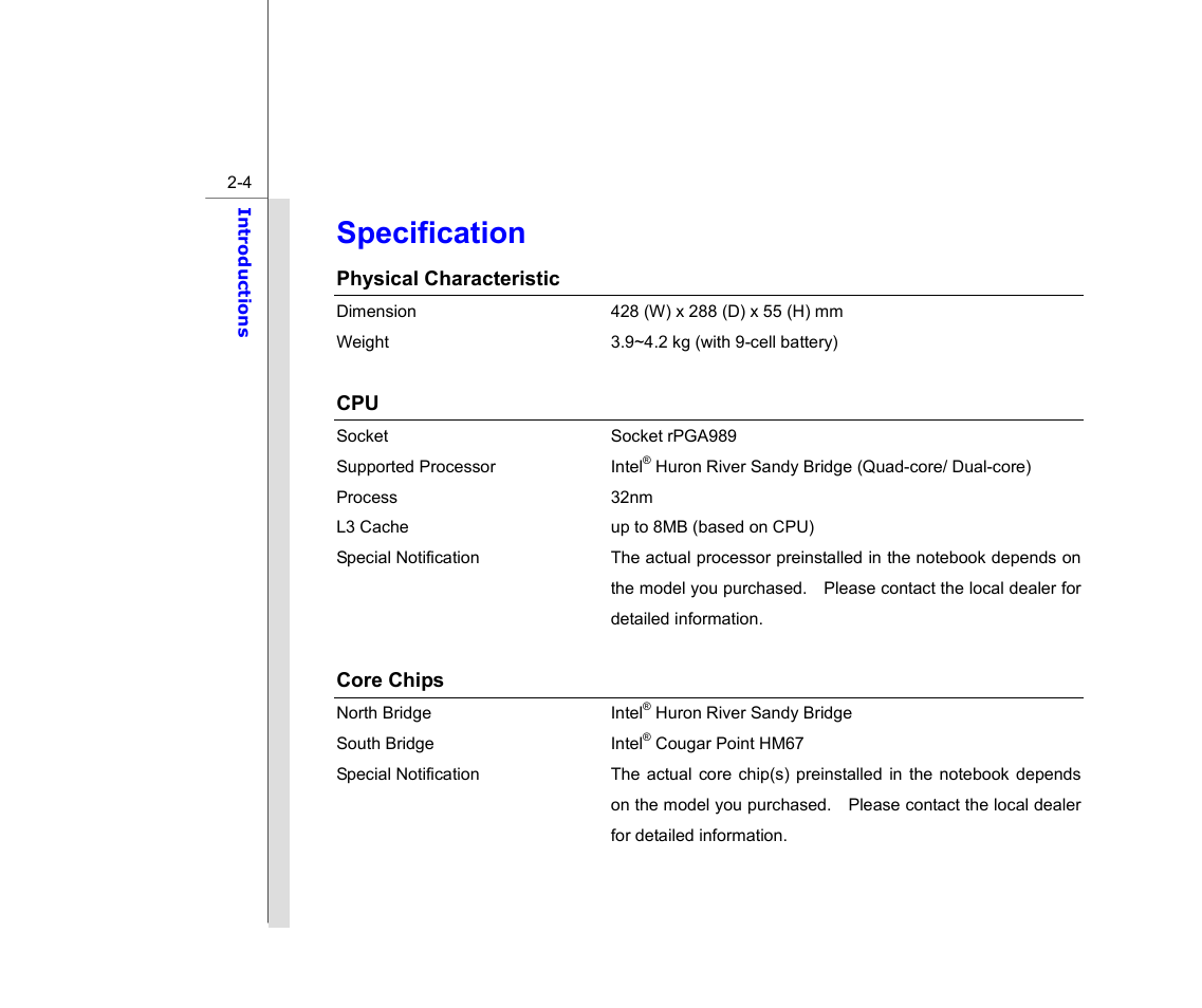 Specification | chiliGREEN MS1761 User Manual | Page 26 / 110