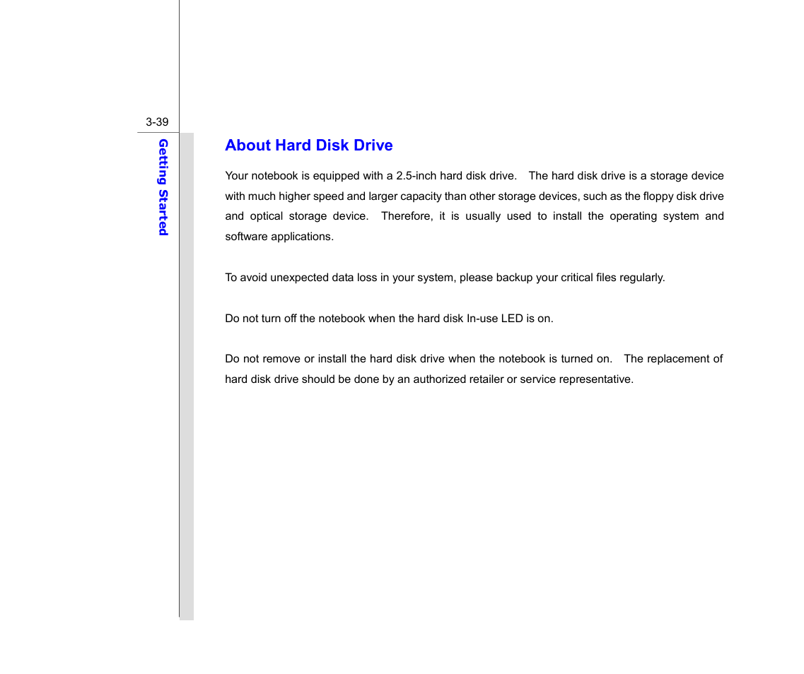 About hard disk drive | chiliGREEN MS1761 User Manual | Page 85 / 110