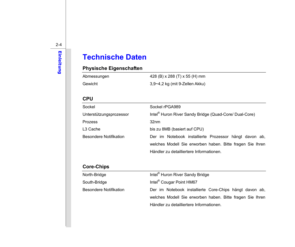 Technische daten | chiliGREEN MS1761 User Manual | Page 26 / 111