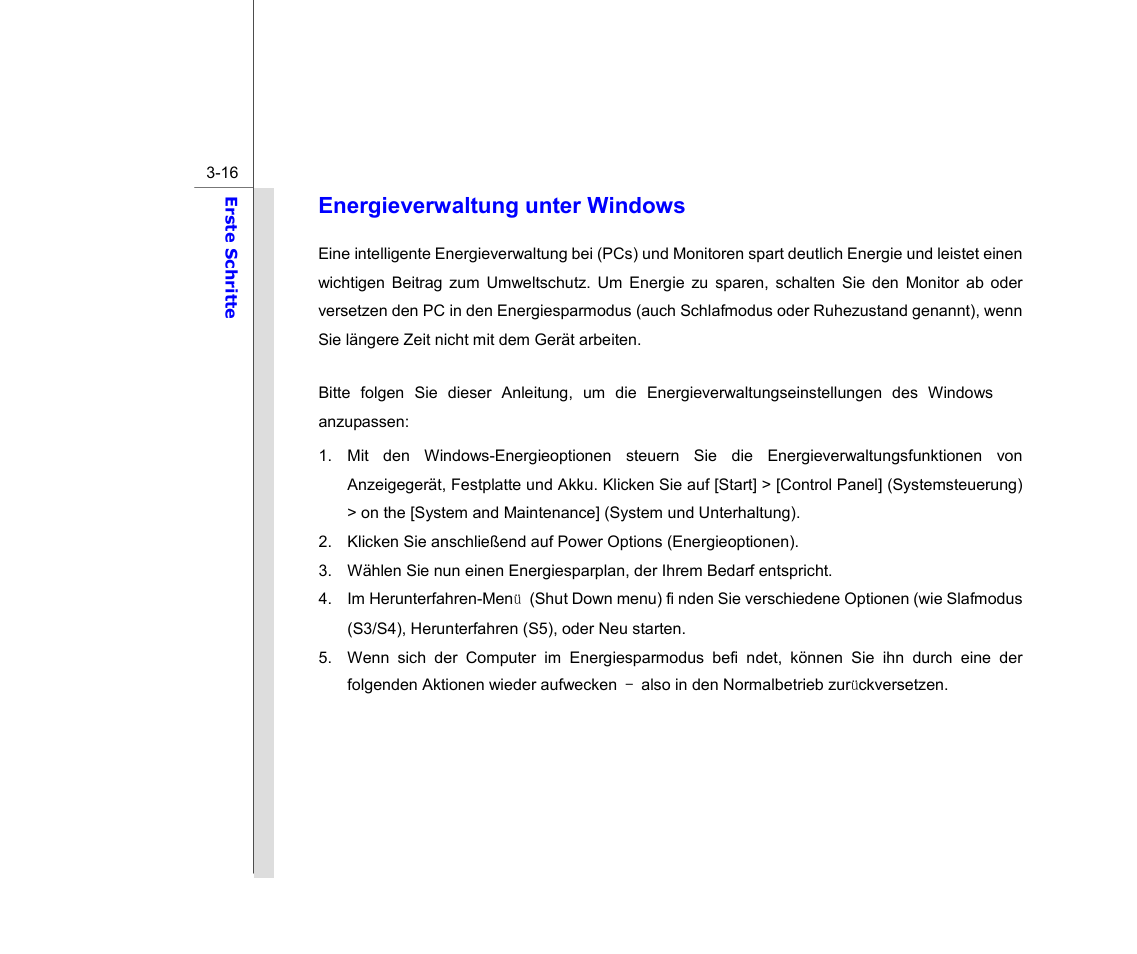 Energieverwaltung unter windows | chiliGREEN MS1761 User Manual | Page 62 / 111