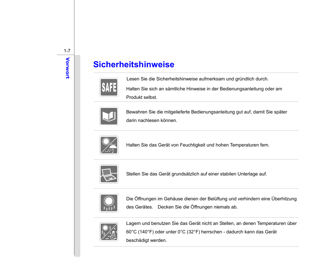 Sicherheitshinweise | chiliGREEN MS1761 User Manual | Page 7 / 111