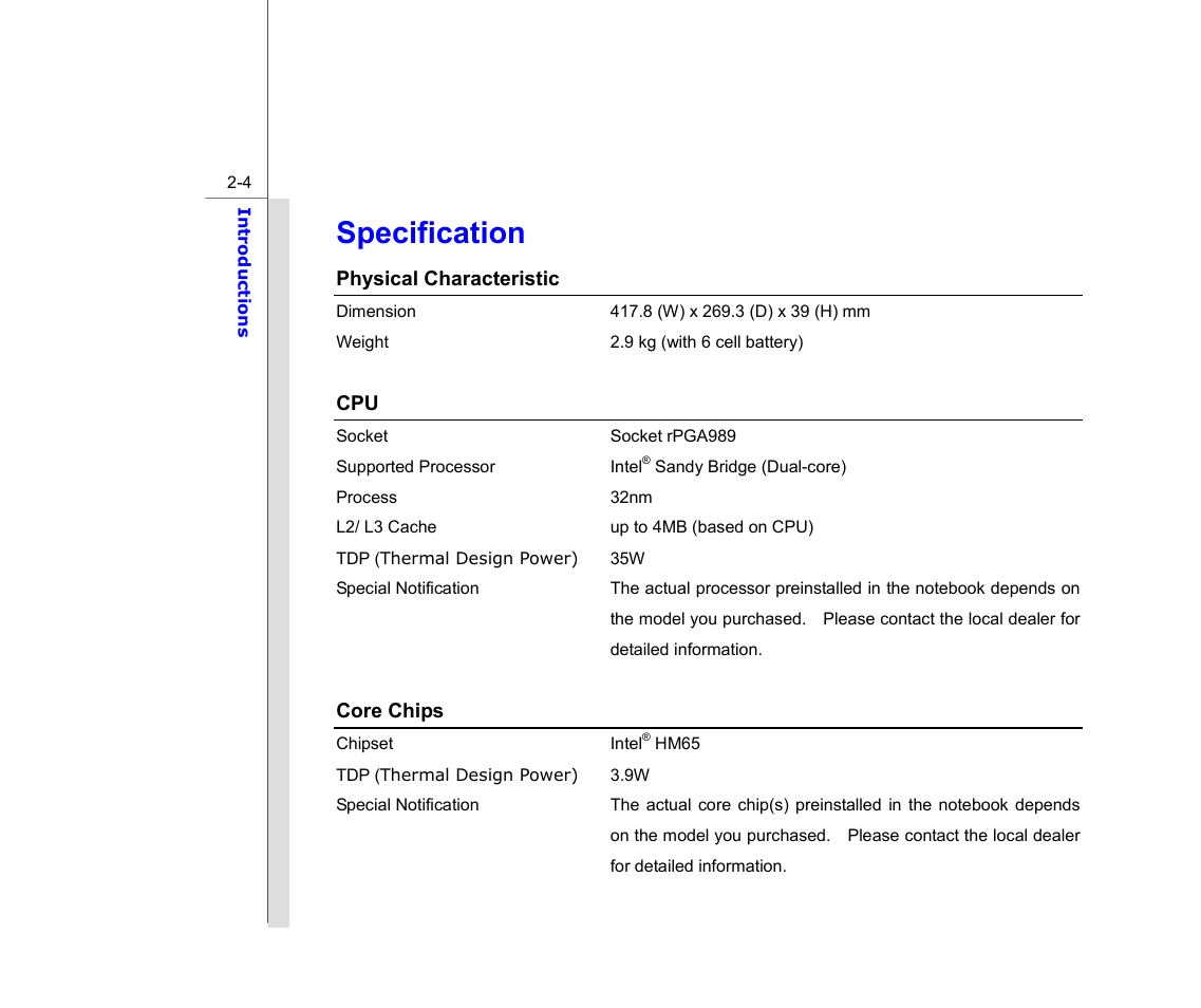 Specification | chiliGREEN MS1753 User Manual | Page 26 / 105