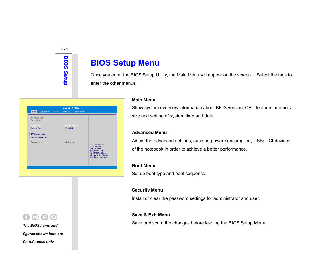 Bios setup menu | chiliGREEN MS1753 User Manual | Page 98 / 105