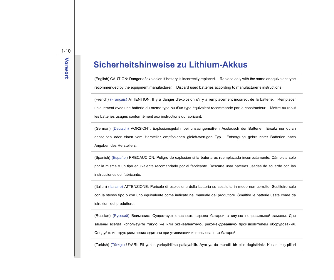 Sicherheitshinweise zu lithium-akkus | chiliGREEN MS1736 User Manual | Page 10 / 96