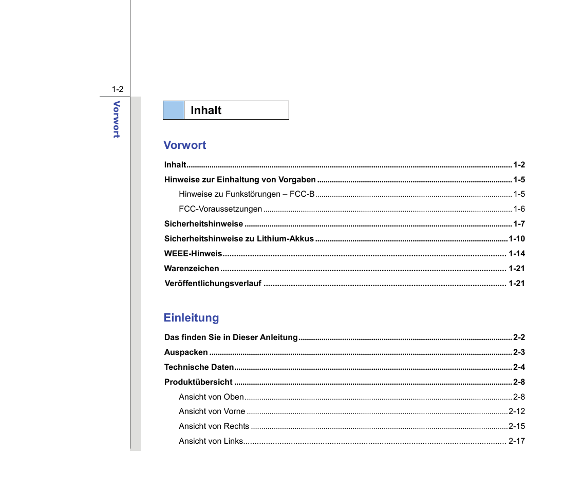Inhalt, Vorwort, Einleitung | chiliGREEN MS1736 User Manual | Page 2 / 96