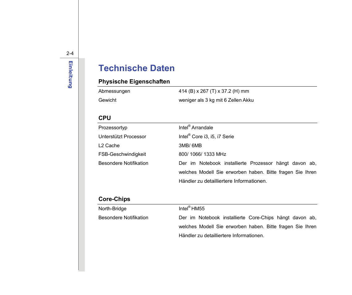 Technische daten | chiliGREEN MS1736 User Manual | Page 25 / 96