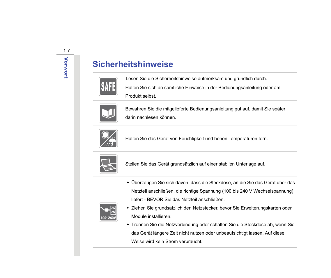 Sicherheitshinweise | chiliGREEN MS1736 User Manual | Page 7 / 96