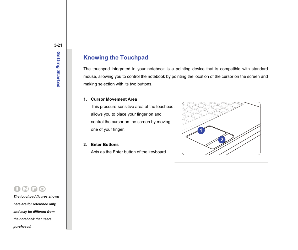 Knowing the touchpad | chiliGREEN MS1736 User Manual | Page 61 / 90