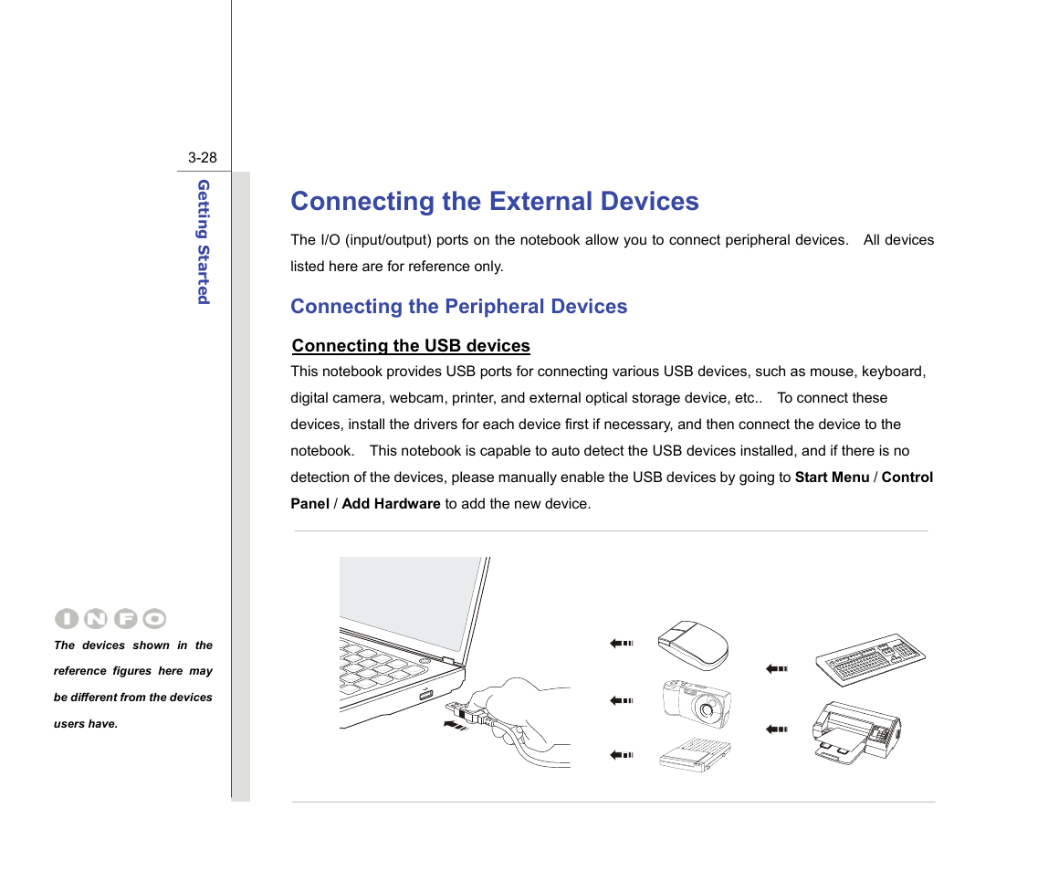 Connecting the external devices, Connecting the peripheral devices | chiliGREEN MS1736 User Manual | Page 68 / 90