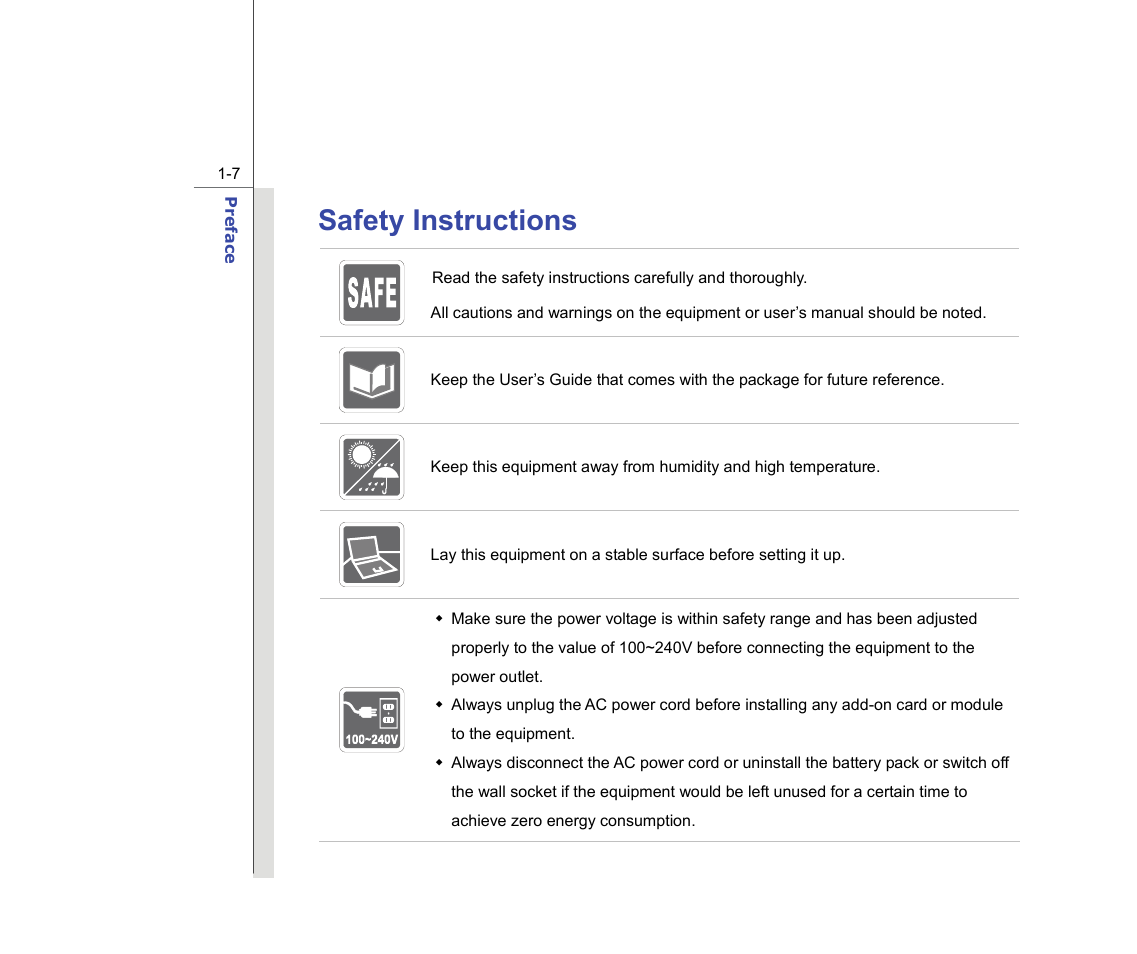 Safety instructions | chiliGREEN MS1736 User Manual | Page 7 / 90