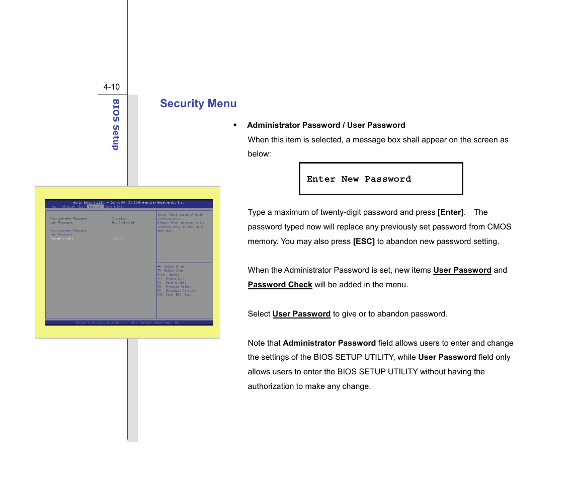 Security menu | chiliGREEN MS1736 User Manual | Page 88 / 90