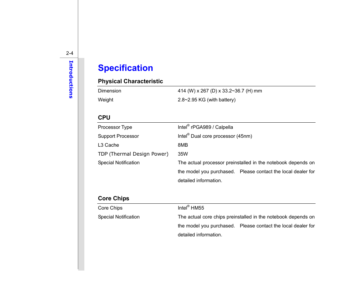 Specification | chiliGREEN MS1733 User Manual | Page 26 / 97