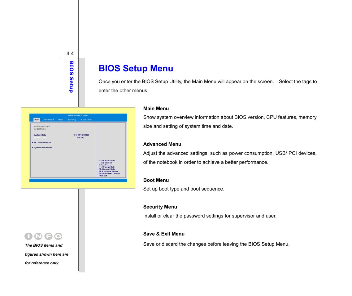 Bios setup menu | chiliGREEN MS1733 User Manual | Page 89 / 97