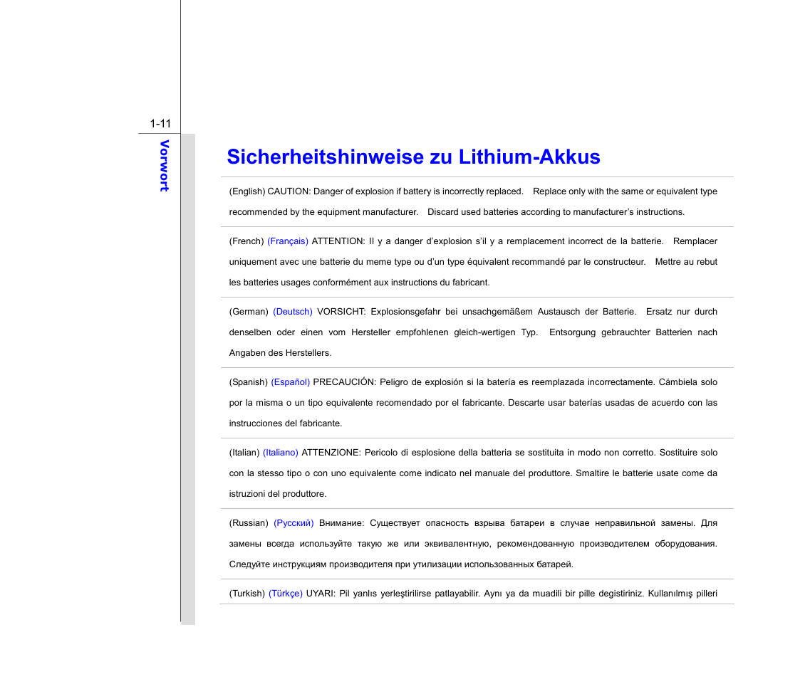 Sicherheitshinweise zu lithium-akkus | chiliGREEN MS1733 User Manual | Page 11 / 102