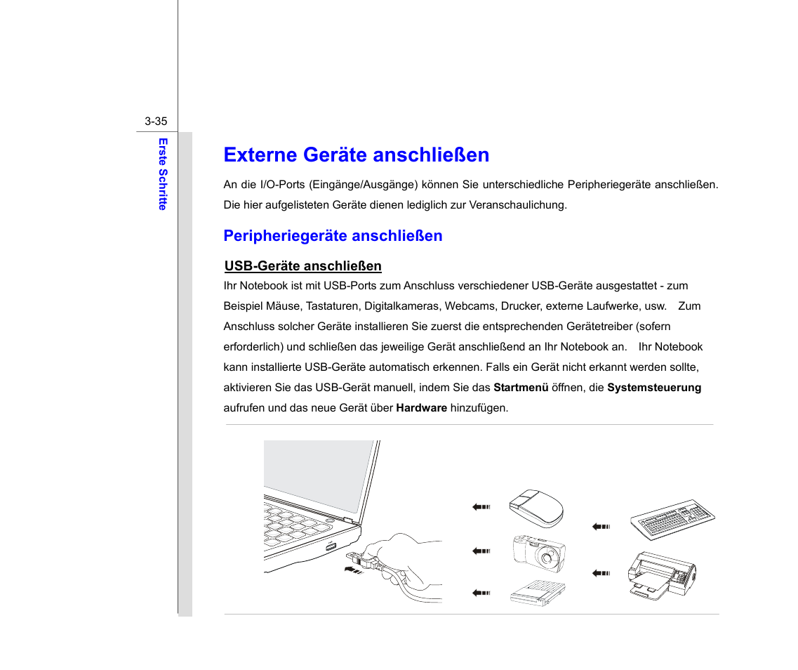 Externe geräte anschließen, Peripheriegeräte anschließen | chiliGREEN MS1733 User Manual | Page 80 / 102