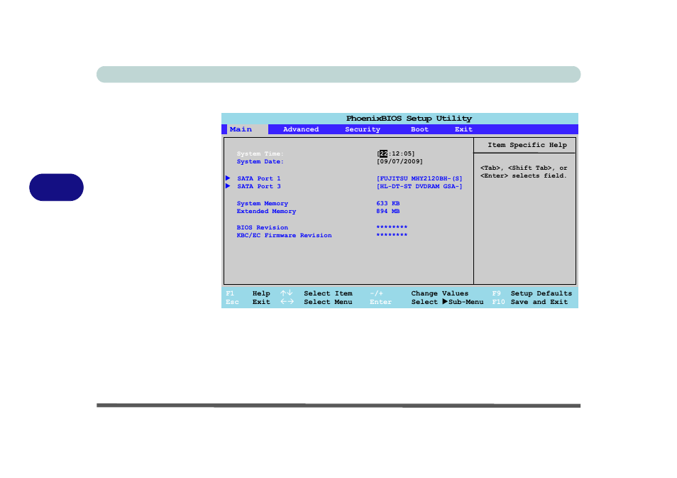 Main menu, System time & date (main menu), Main menu -6 system time & date (main menu) -6 | Bios utilities 5 - 6 main menu, Figure 5 - 2 | chiliGREEN M770K User Manual | Page 102 / 210