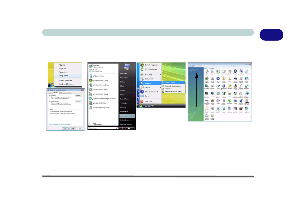 Windows vista start menu & control panel, Windows vista start menu & control panel -23 | chiliGREEN M770K User Manual | Page 45 / 210