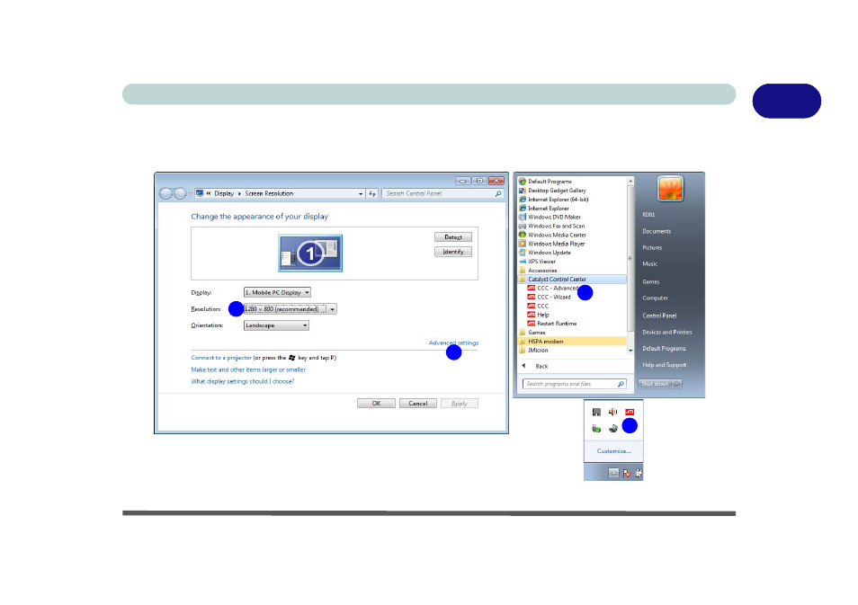 Screen resolution & ati catalyst control center | chiliGREEN M770K User Manual | Page 47 / 210